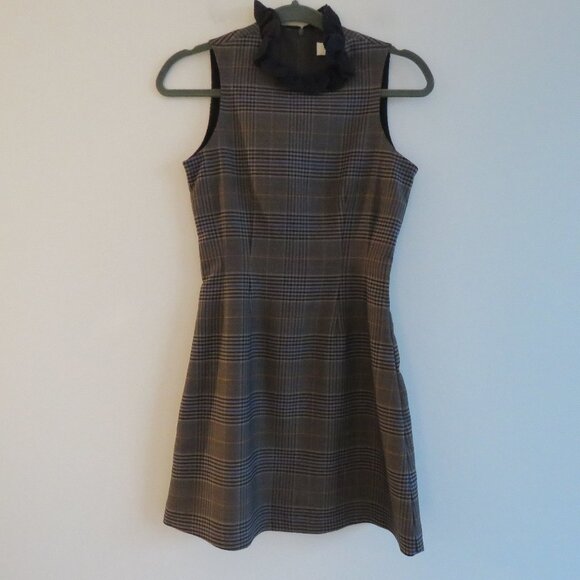 SEA NEW YORK Wool Blend Plaid Dark Academia Shift Dress Officecore - Size US 0 - Picture 2 of 16